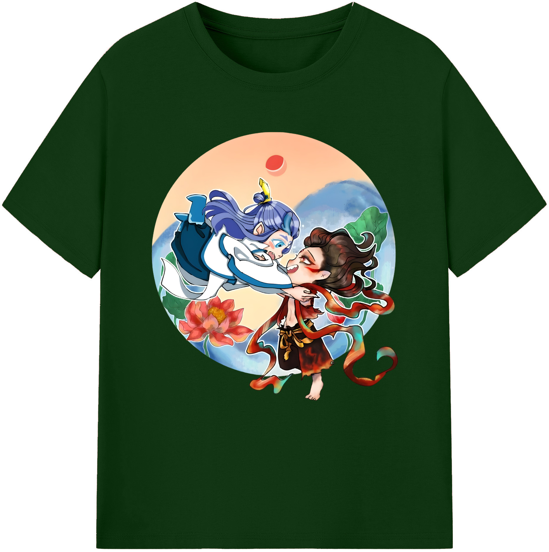 （画像用） Ne Zha 2 ナタ 魔童の大暴れ 綿100％半袖Tシャツ（フロントプリント）